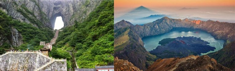 Gunung Tianmen dan Rinjani