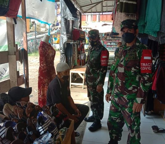 Jajaran Koramil 2125 Nanggung Lebih Perketat Pemantauan Prokes di Area Pasar 2