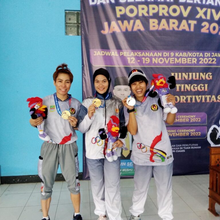 Dua Emas di Sumbang Atlet Wushu Kab Bekasi di Porprov XIV Jabar