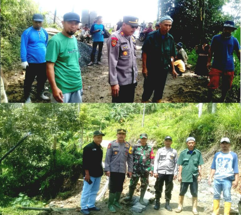 Kapolsek Nanggung Didampingi Babinsa serta Babinmas, Kunjungi Lokasi Longsor di Kp. Nyungcung 1