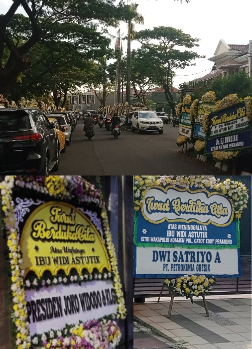 Karangan Bunga Berjejer di Rumah Duka Istri Wakapolri