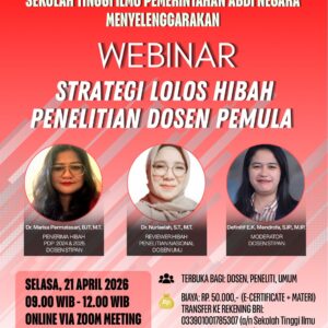 Sekolah Tinggi Ilmu Pemerintahan Abdi Negara (STIPAN) Selenggarakan Webinar Nasional Strategi Lolos Hibah Penelitian Dosen Pemula Tahun 2026 2